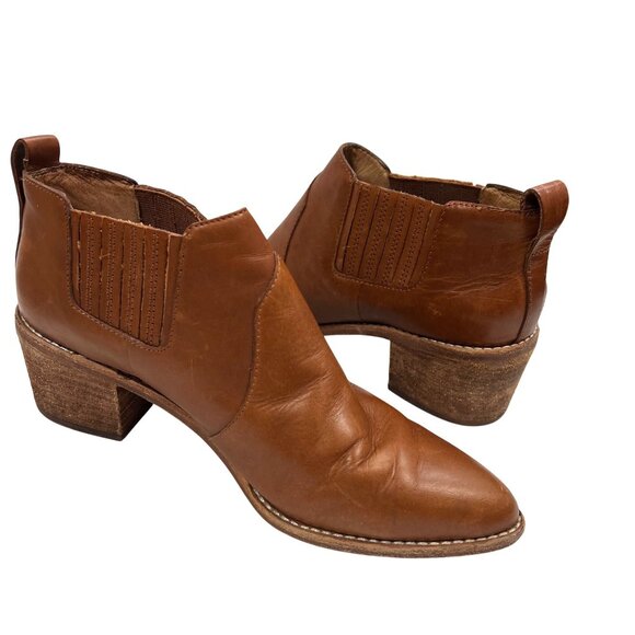 Madewell Brown Leather Western-Style Ankle Boots  Size 8.5 - Picture 4 of 6